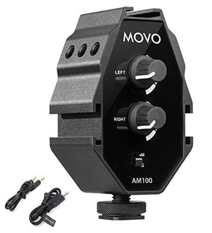 AM100 | 2-Channel TRS 3.5mm Microphone Audio Mixer | Movo