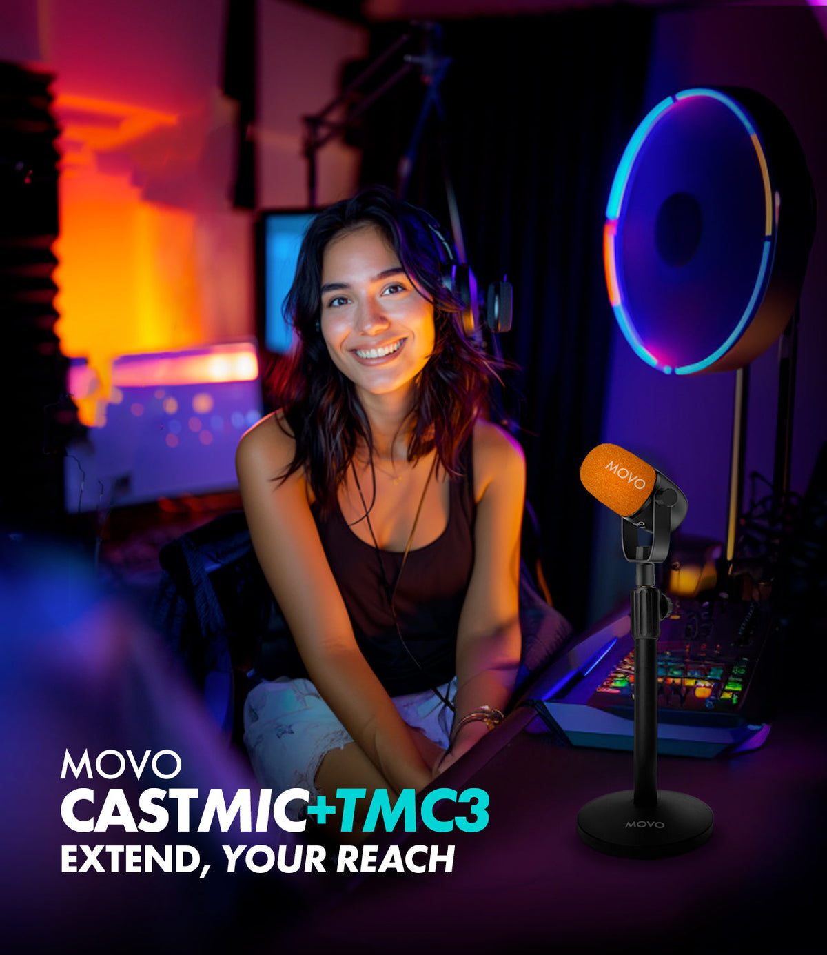 CastMic+ASM5/TMC3 | 2-Pack XLR Podcasting Bundle | Movo
