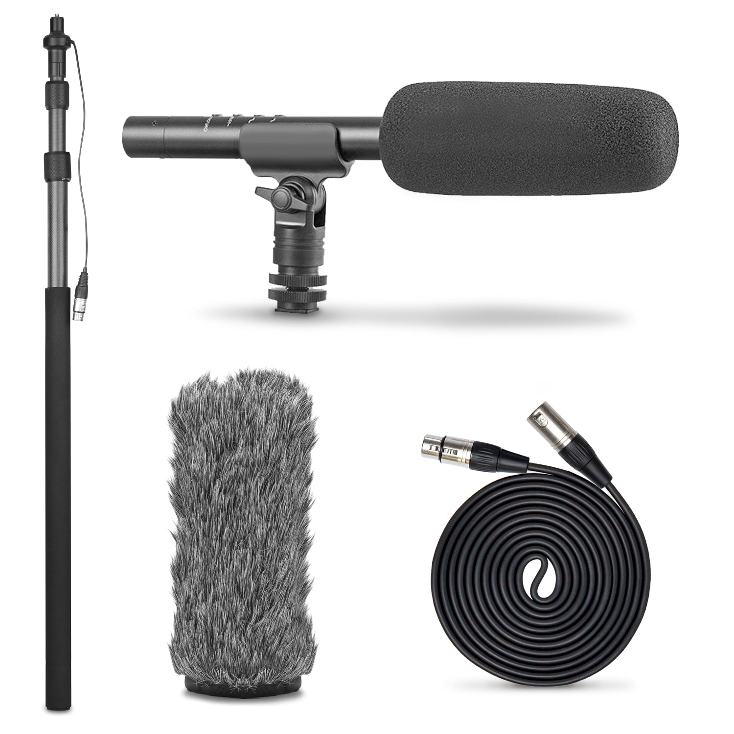 BYPB25+BYPVM1000 | Shotgun Mic with Boom Pole Kit | Movo, image size:1500x1500