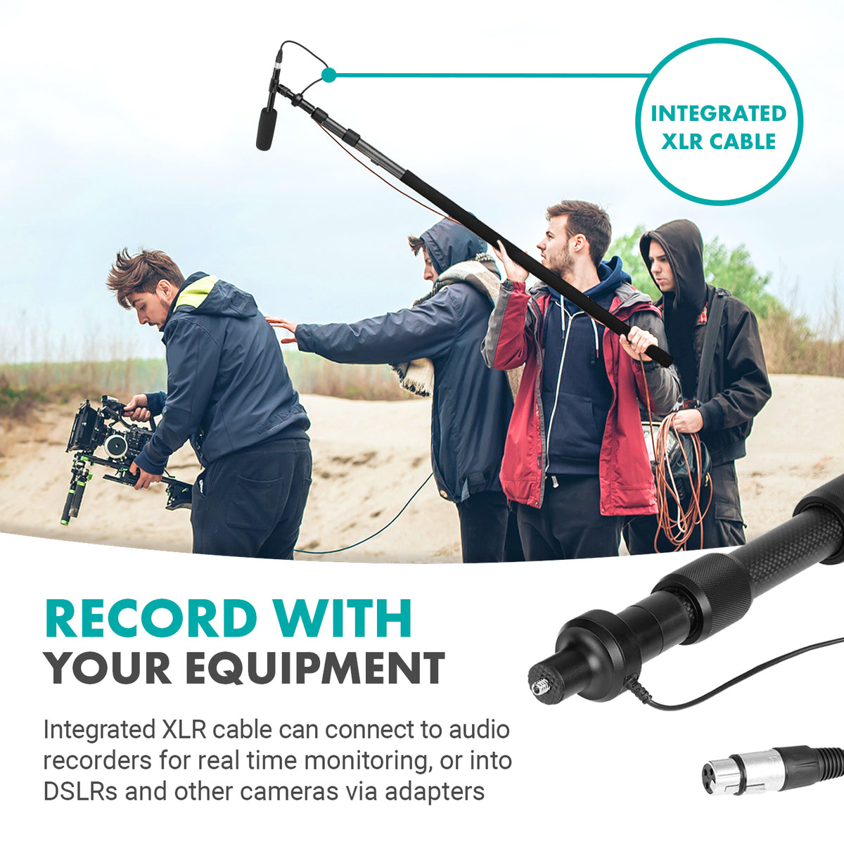BYPB25+BYPVM1000 | Shotgun Mic with Boom Pole Kit | Movo