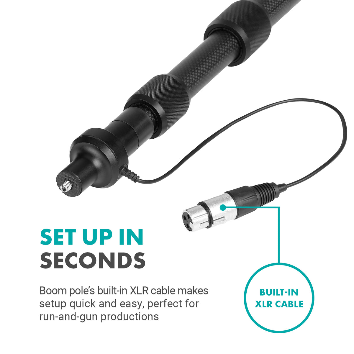 BYPB25+BYPVM1000 | Shotgun Mic with Boom Pole Kit | Movo