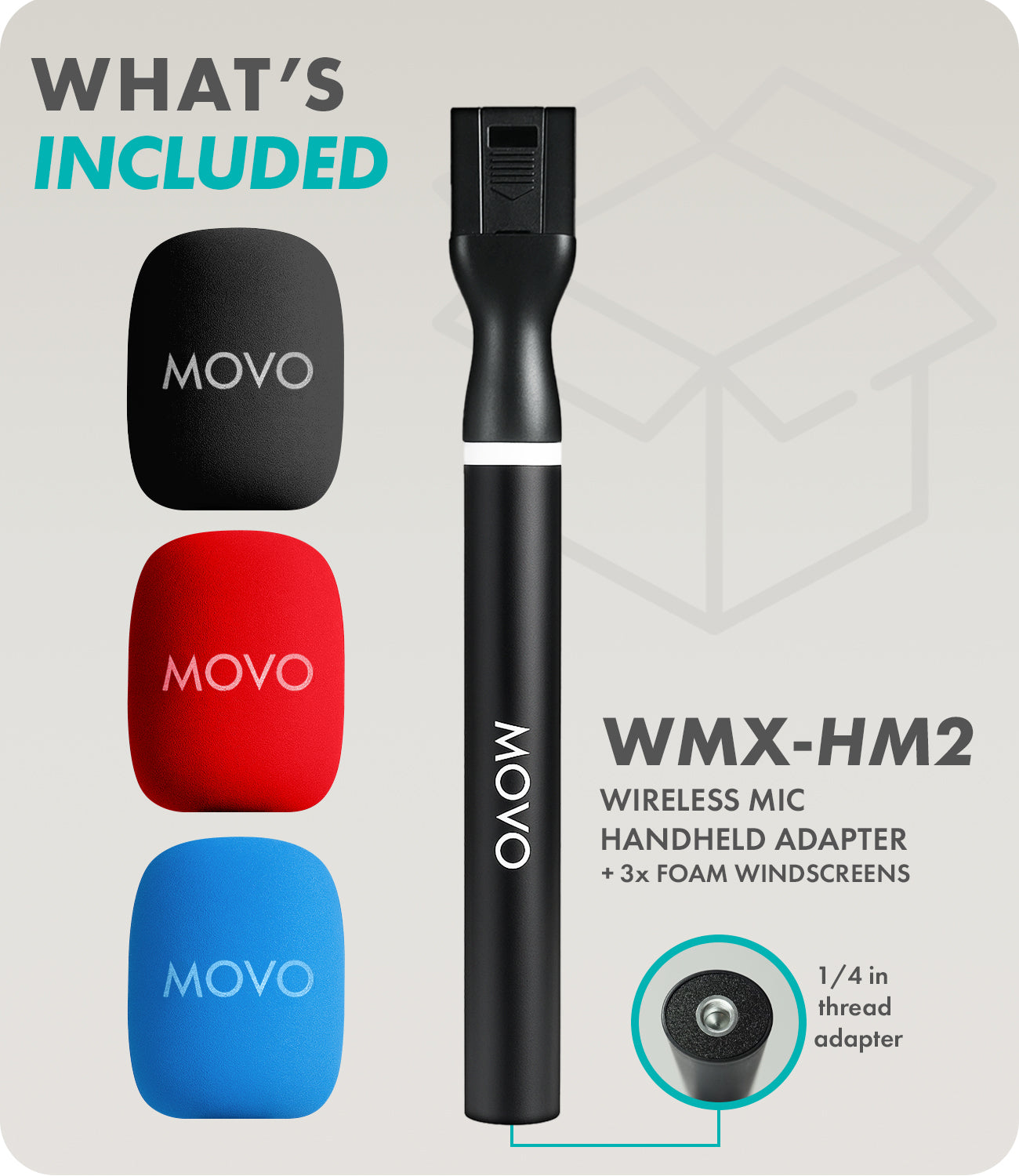 WMX-HM2 | Handheld Wireless Mic Handle | Movo