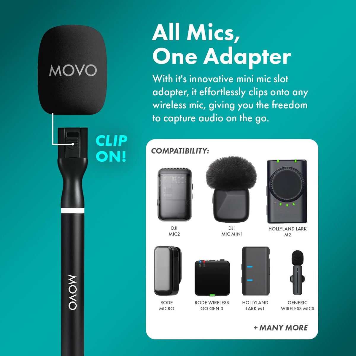 NanoMic+WMX-HM2 | Wireless Mic Series with Handle | Movo