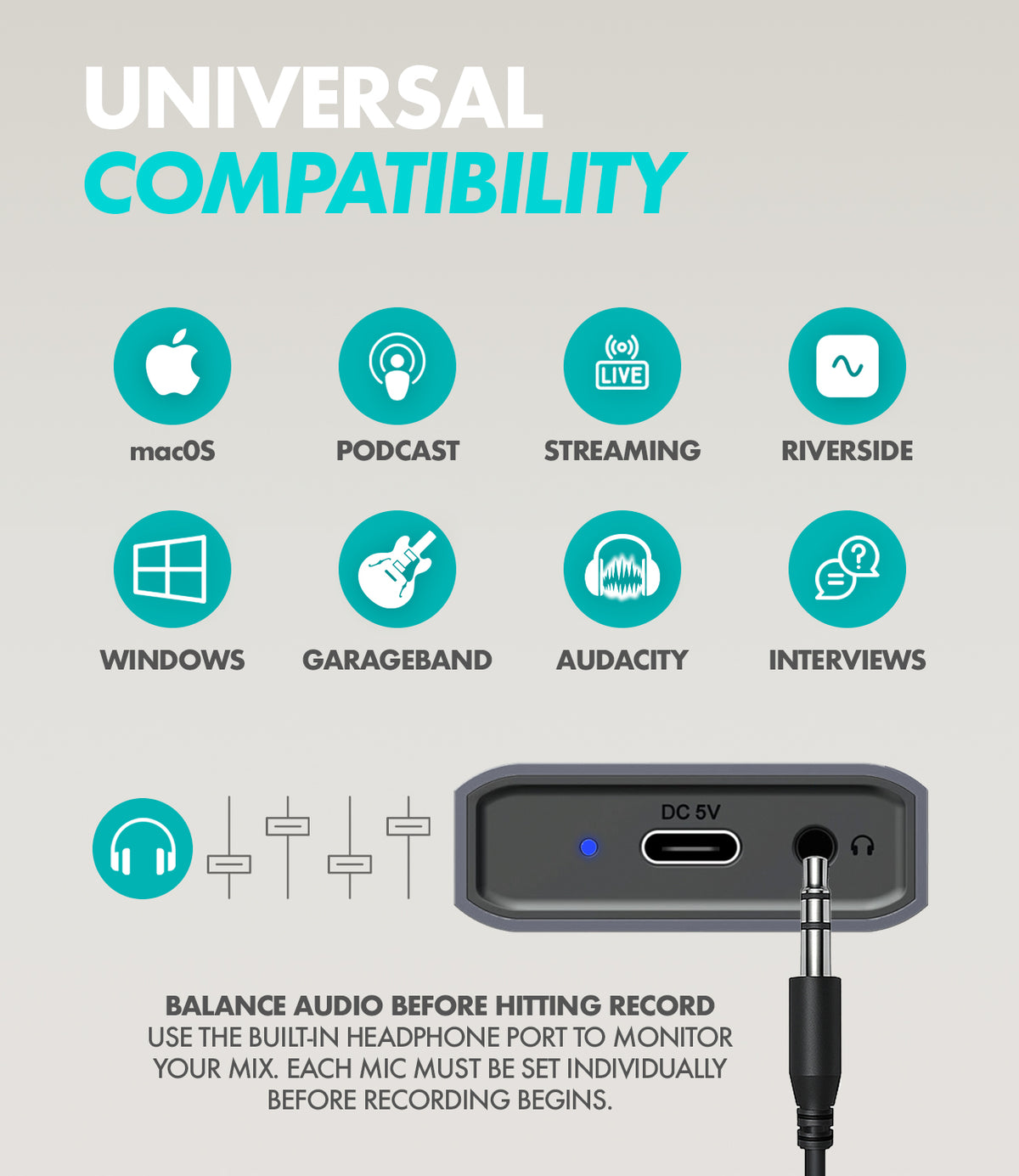 UMX-1+UM700x4-W| White USB Podcast Microphone Bundle for 4 | Movo