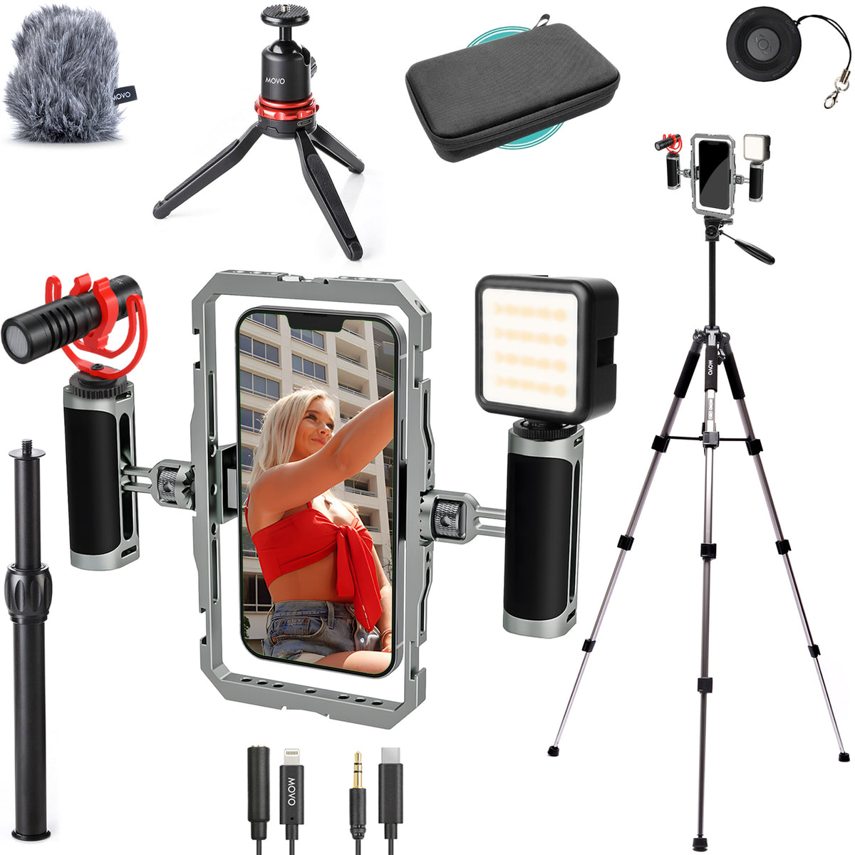 iFilmer-PRO+MV-T5 | Smartphone Film Kit with Fullsize Tripod | Movo