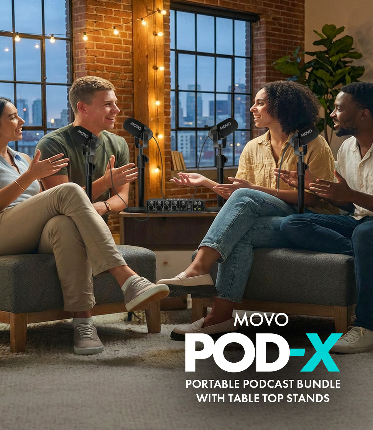 PodX | Four Person Podcasting Bundle | Movo