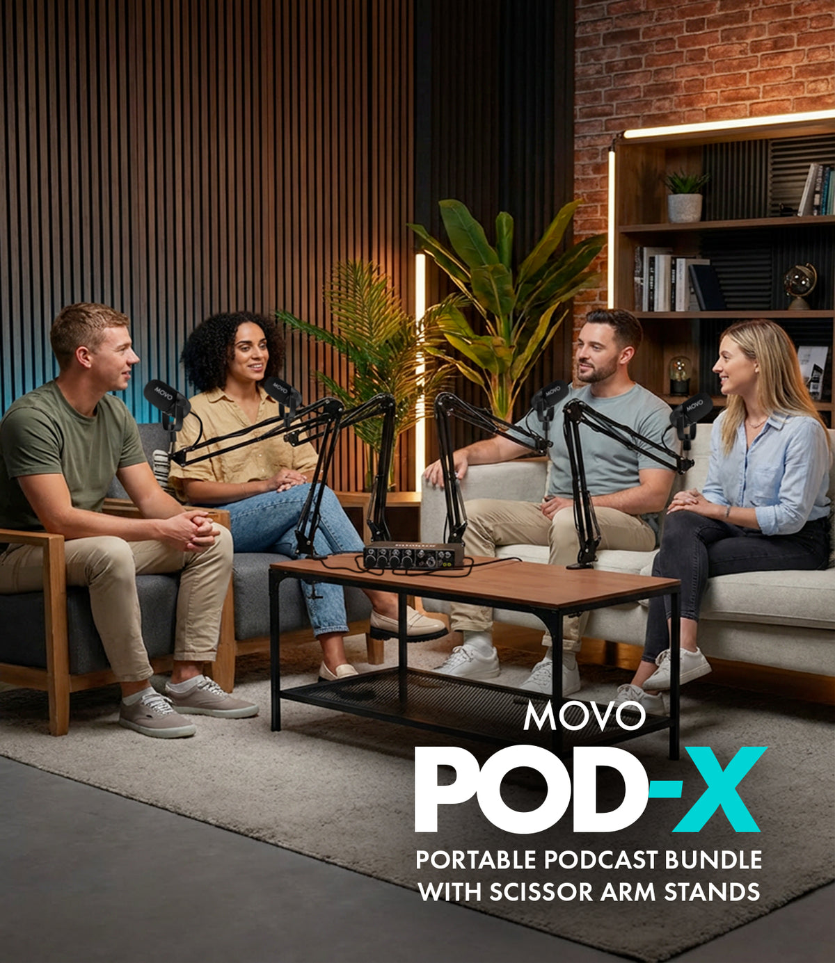 PodX | Four Person Podcasting Bundle | Movo