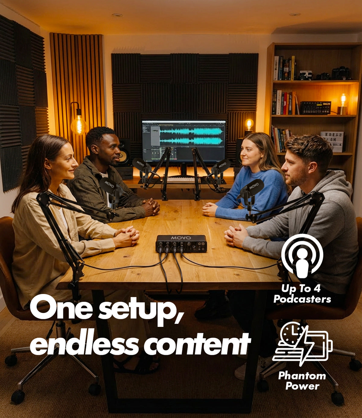 PodX | Four Person Podcasting Bundle | Movo