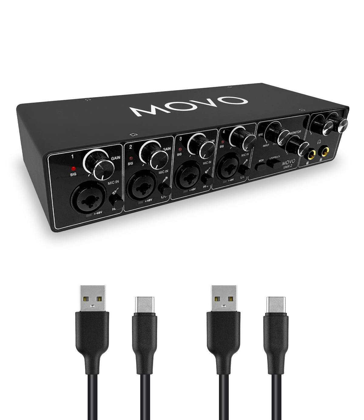 UMX-2 | 4-Channel USB/USB-C Audio Interface | Movo