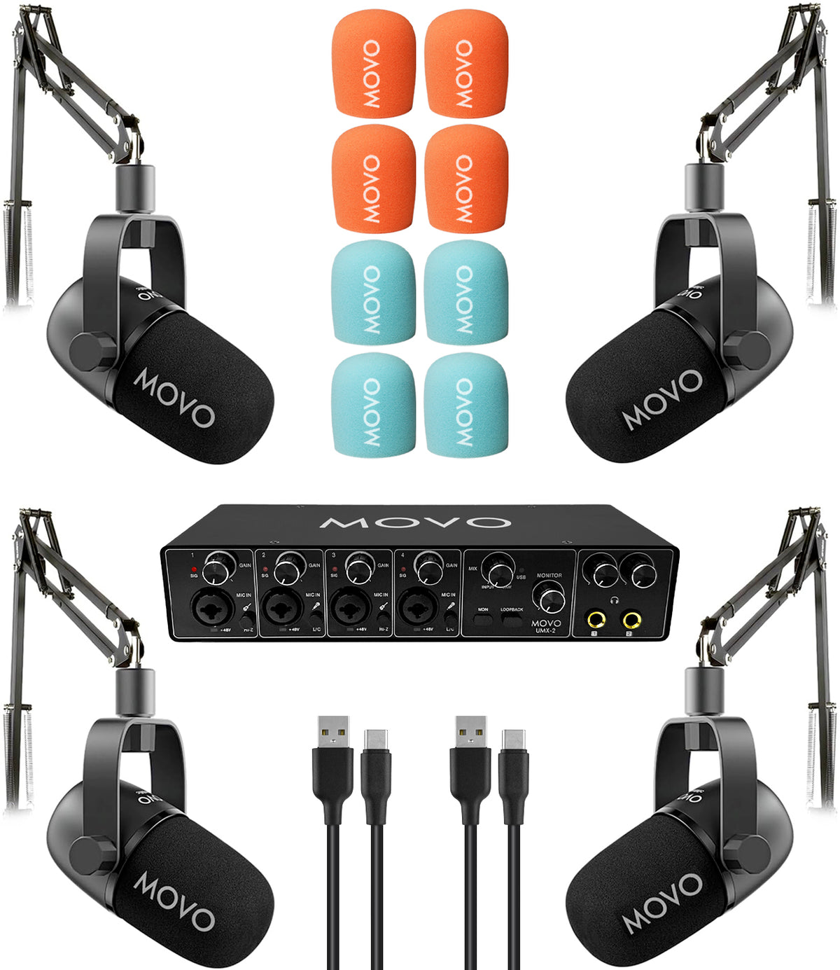 PodX | Four Person Podcasting Bundle | Movo
