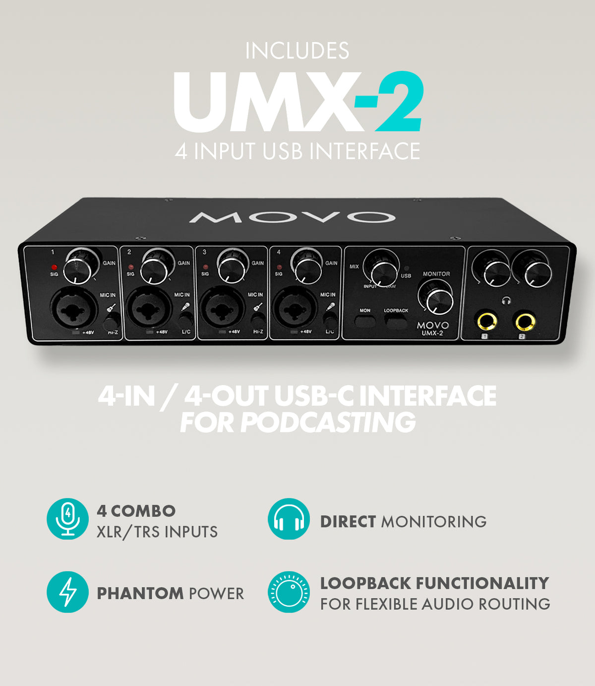 PodX | Four Person Podcasting Bundle | Movo