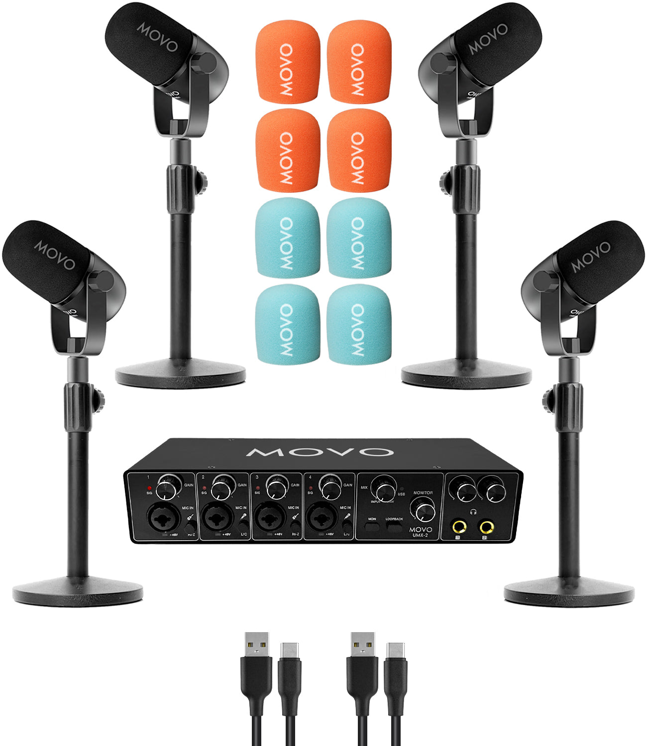 PodX | Four Person Podcasting Bundle | Movo