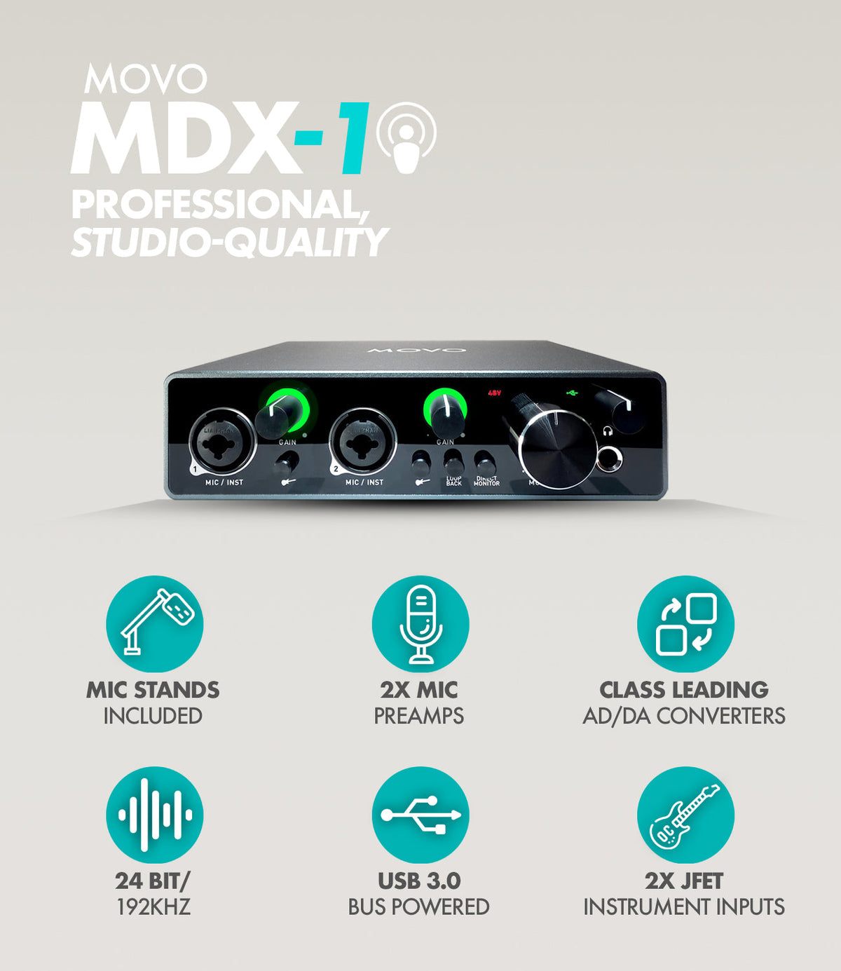 MDX-1+CastMic | Dynamic XLR Microphone Kit | Movo