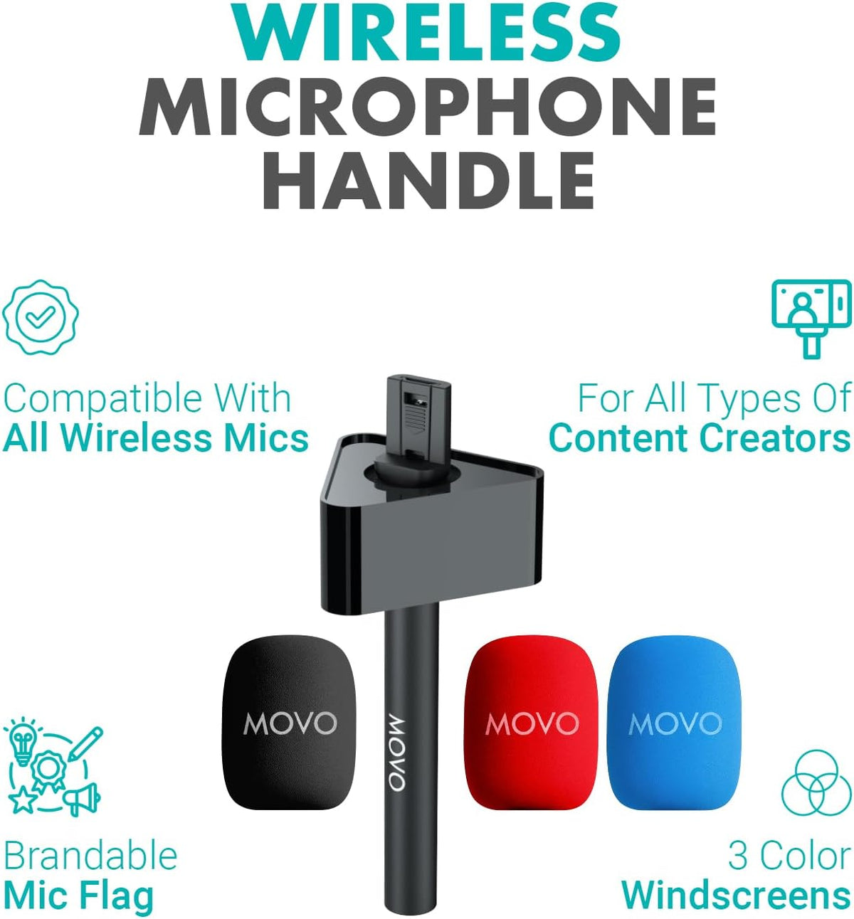 WMX-HMF2 | Handheld Mic Handle and Flag | Movo