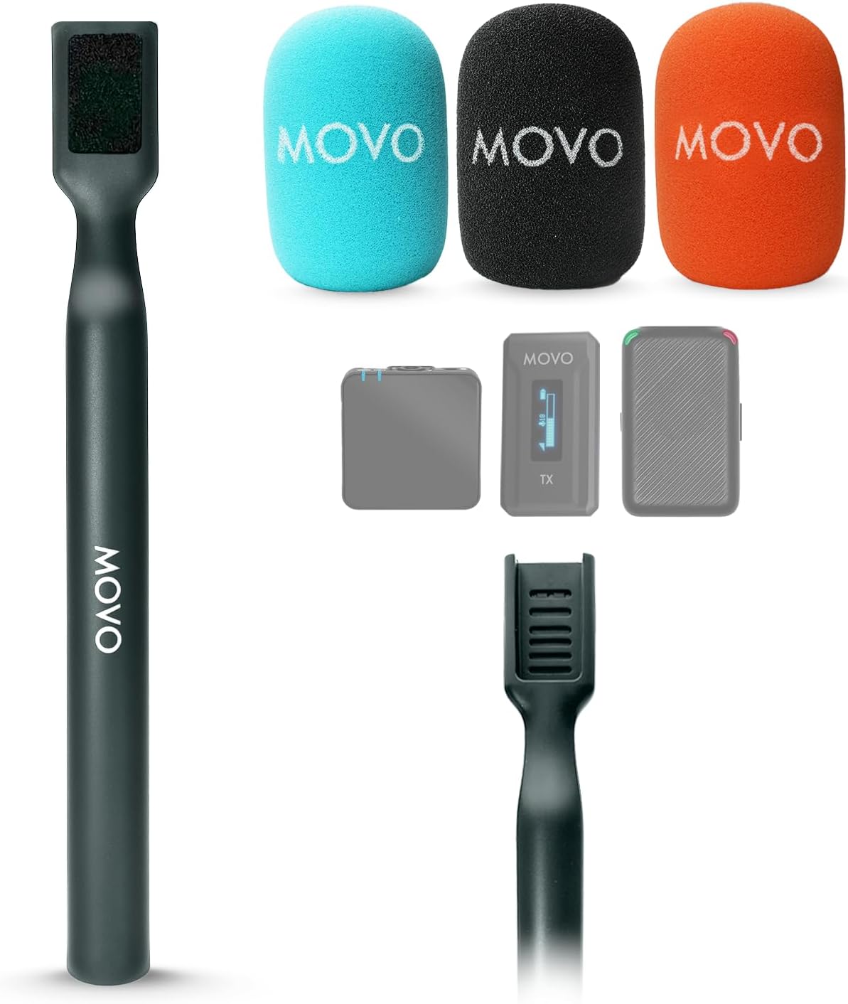 Movo WMX-HM Wireless Interview Microphone Adapter - Compatible with DJI Mic, Rode Wireless Go, Hollyland Lark, and More - Works with Wireless Mini