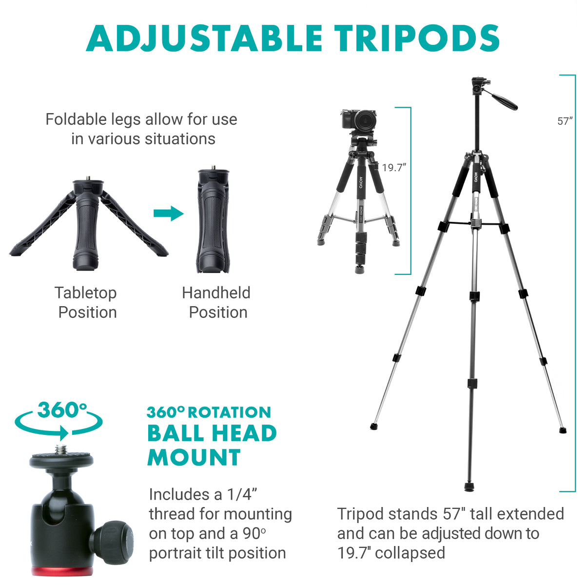 iVlogger-PRO+ MV-T5| Premium Vlogging Kit with Fullsize Tripod | Movo