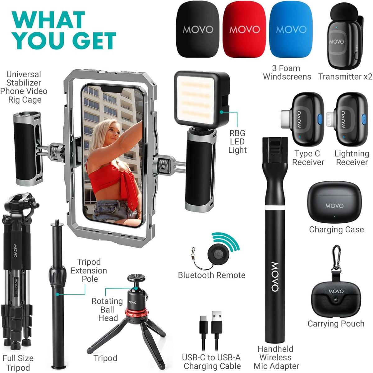 iFilmer-PRO-Wireless+MV-T5 | Full Wireless Smartphone Film Kit | Movo