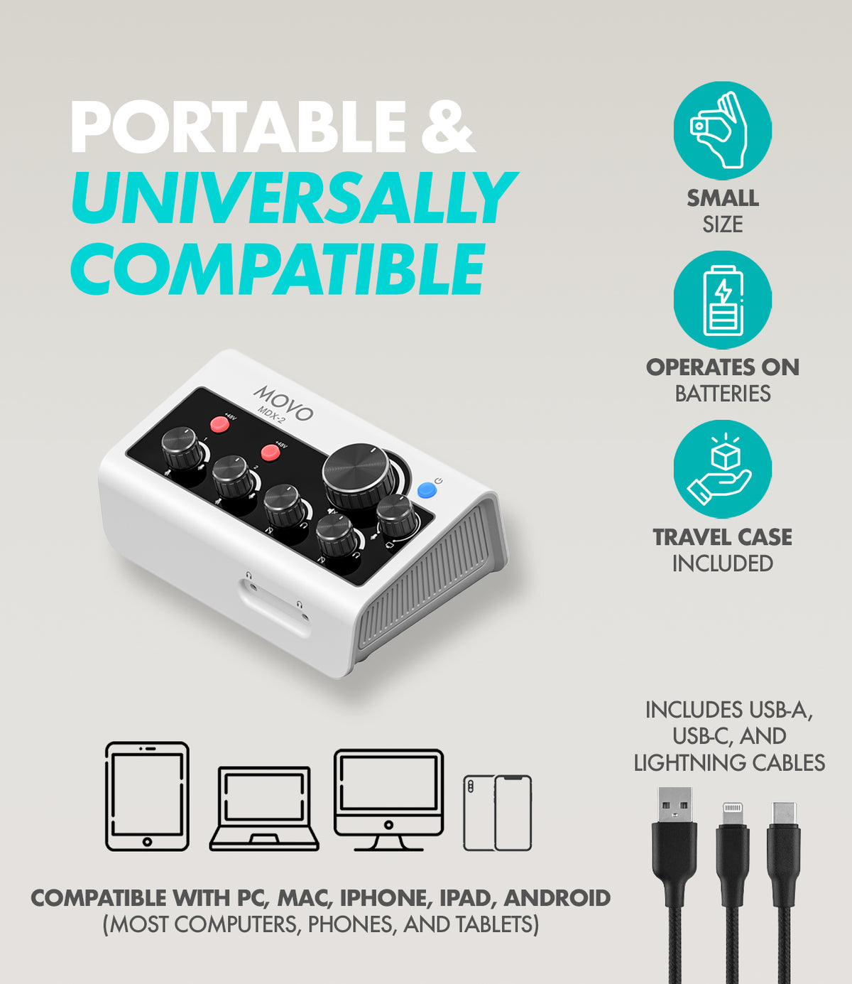 MDX-2 | Dual Channel Portable Audio Interface | Movo