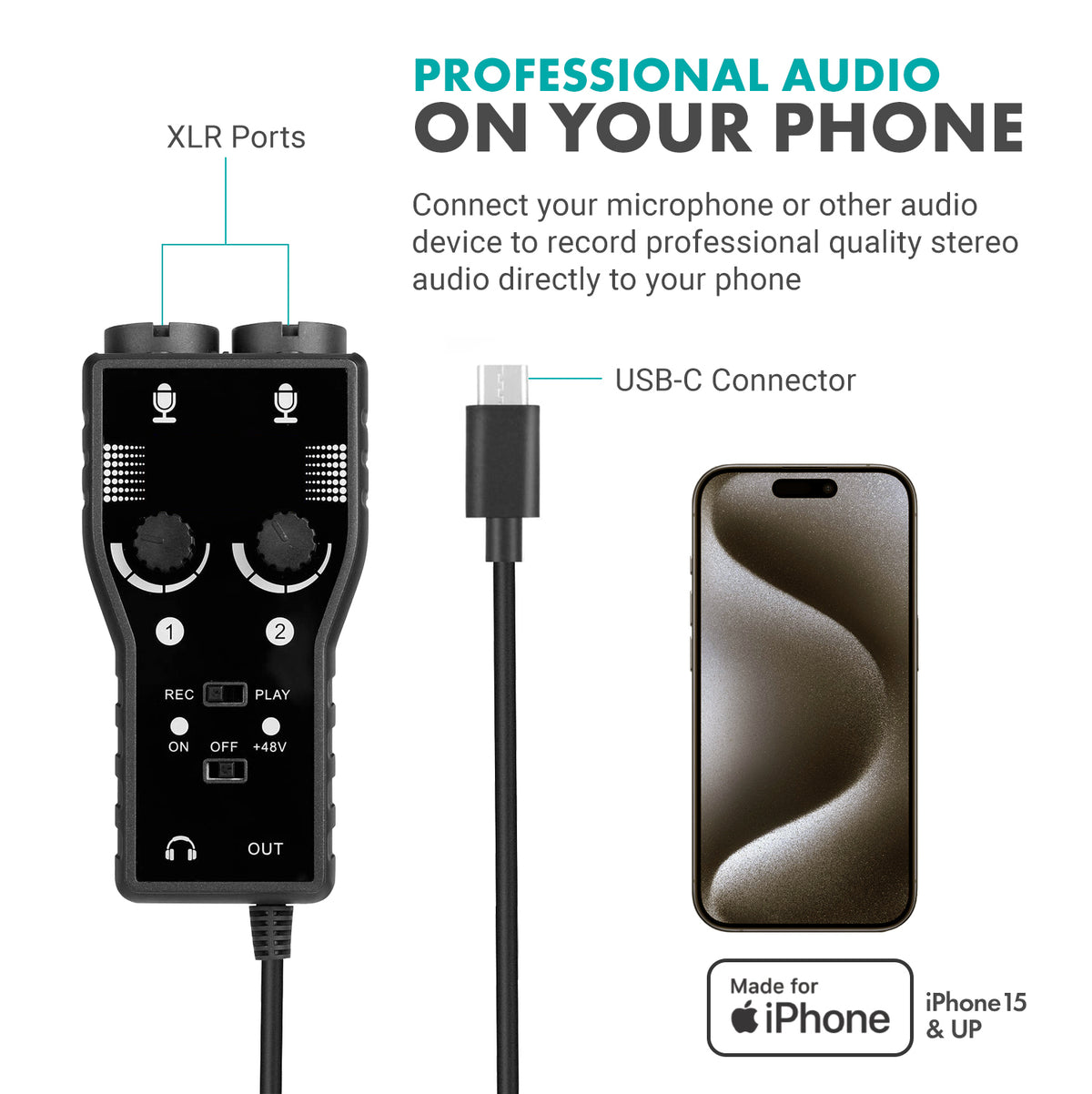 MPB-UC-IP | Paquete de podcasting para smartphones (iPhone 15 y superior) | Movo 