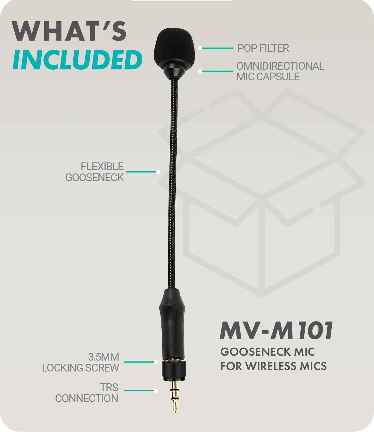 Movo MV-M101 | Gooseneck Mic for DJI Mic and Rode Wireless Go