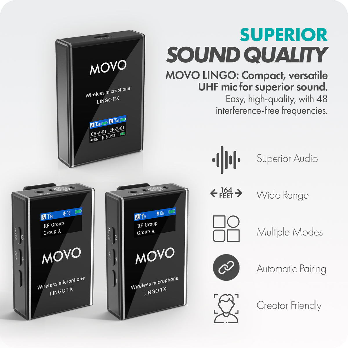 LINGO DUO | Wireless Lavalier Microphone | Movo