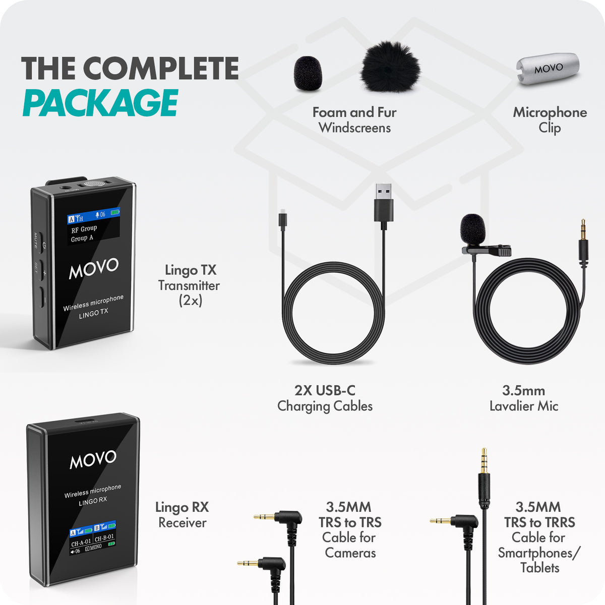 LINGO DUO | Wireless Lavalier Microphone | Movo