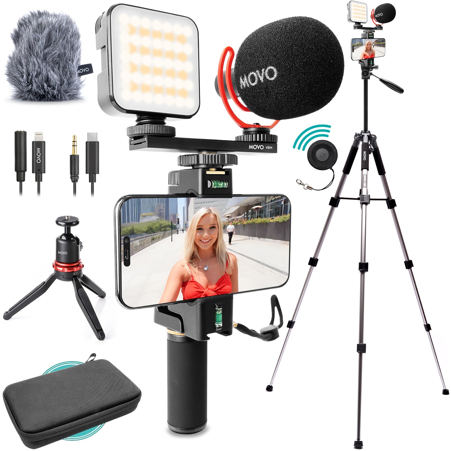 iVlogger-PRO+ MV-T5| Kit de vlogging premium con trípode de tamaño completo | Movo 