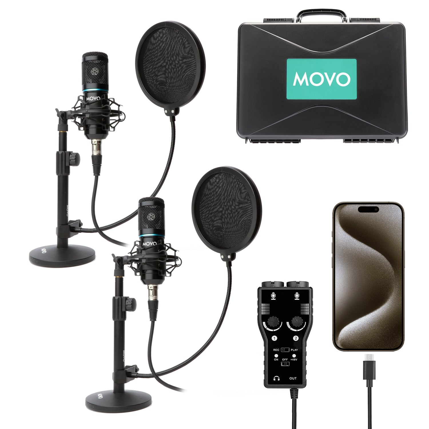 MPB-UC-IP | Smartphone Podcasting Bundle for iPhone 15 and Above | Movo