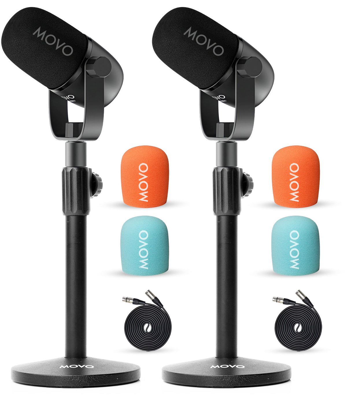 CastMic+ASM5/TMC3 | 2-Pack XLR Podcasting Bundle | Movo