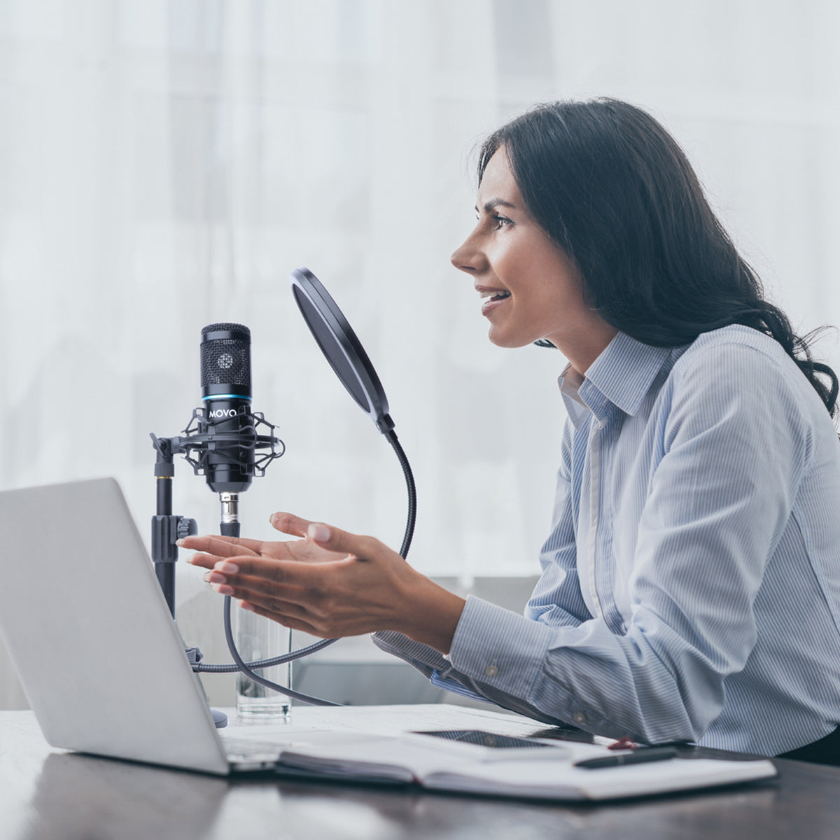 TMC-3 | Adjustable Tabletop Microphone Stand with Clip | Movo