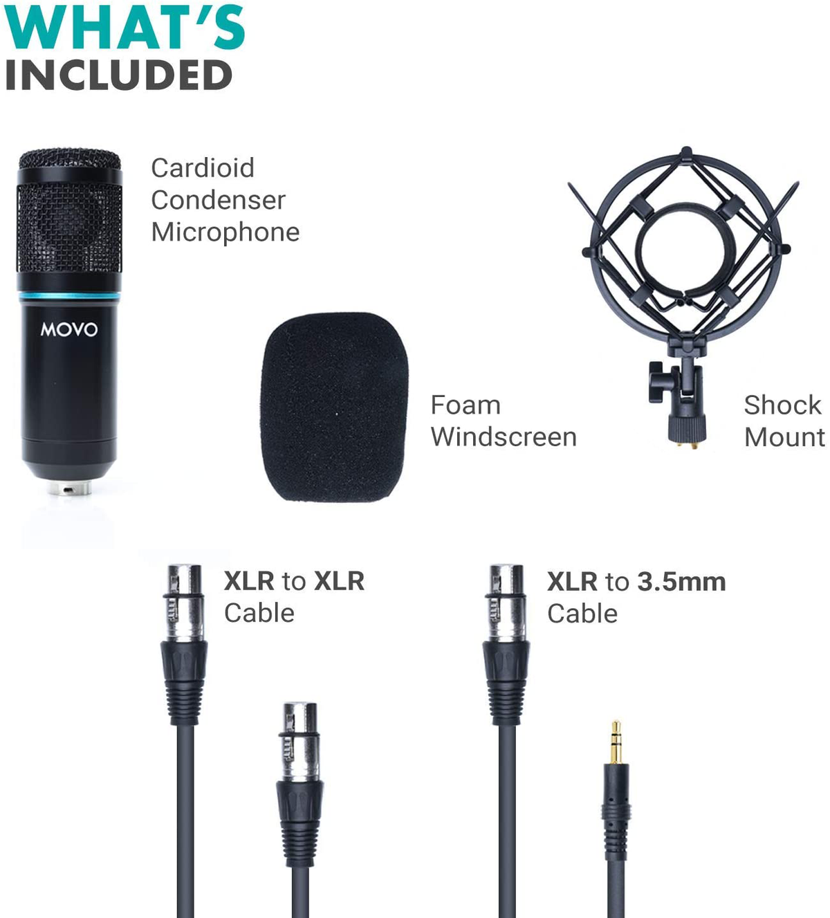 PC-M6 | Podcasting XLR Microphone With Pop Filter | Movo