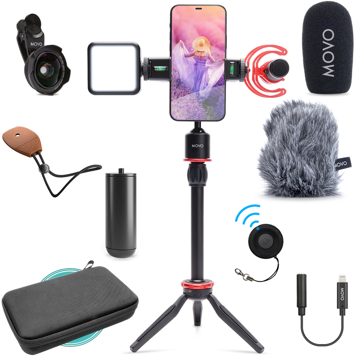 iVlog1 Smartphone Video Kit W/ Shotgun Mic, Light, &amp; More - Movo