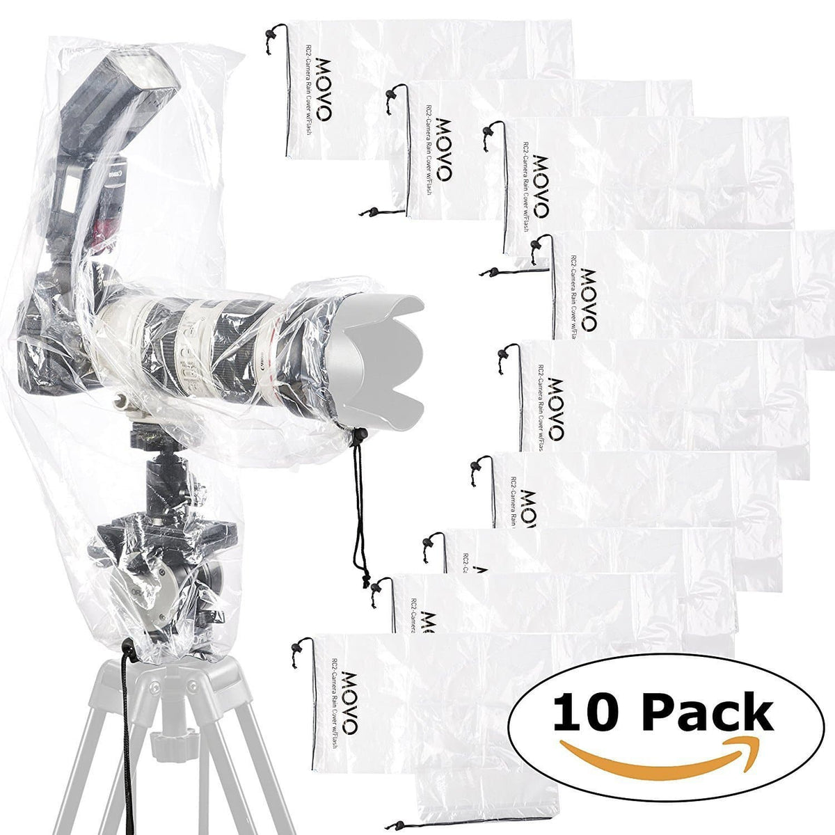10x Clear Rain Cover for DSLR Camera, Flash, &amp; Lens up to 18&quot; - Movo