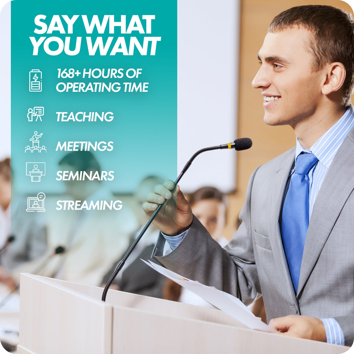 GM-9 | Micrófono profesional de cuello de cisne XLR | Micrófono de podio | Movo 