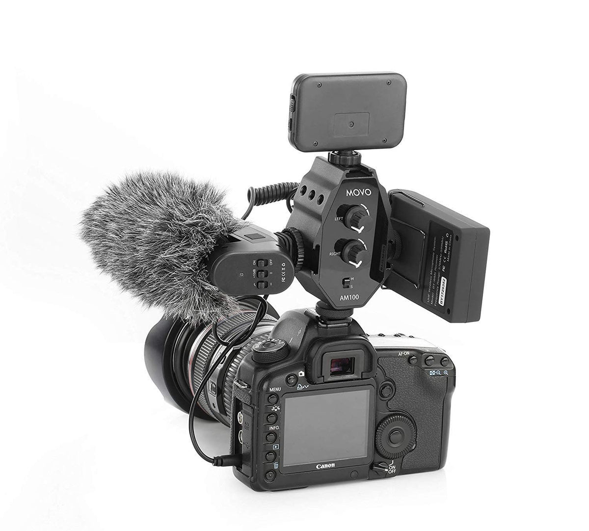 2-Channel TRS 3.5mm Microphone Audio Mixer with 3 Cold Shoe Mounts - Movo