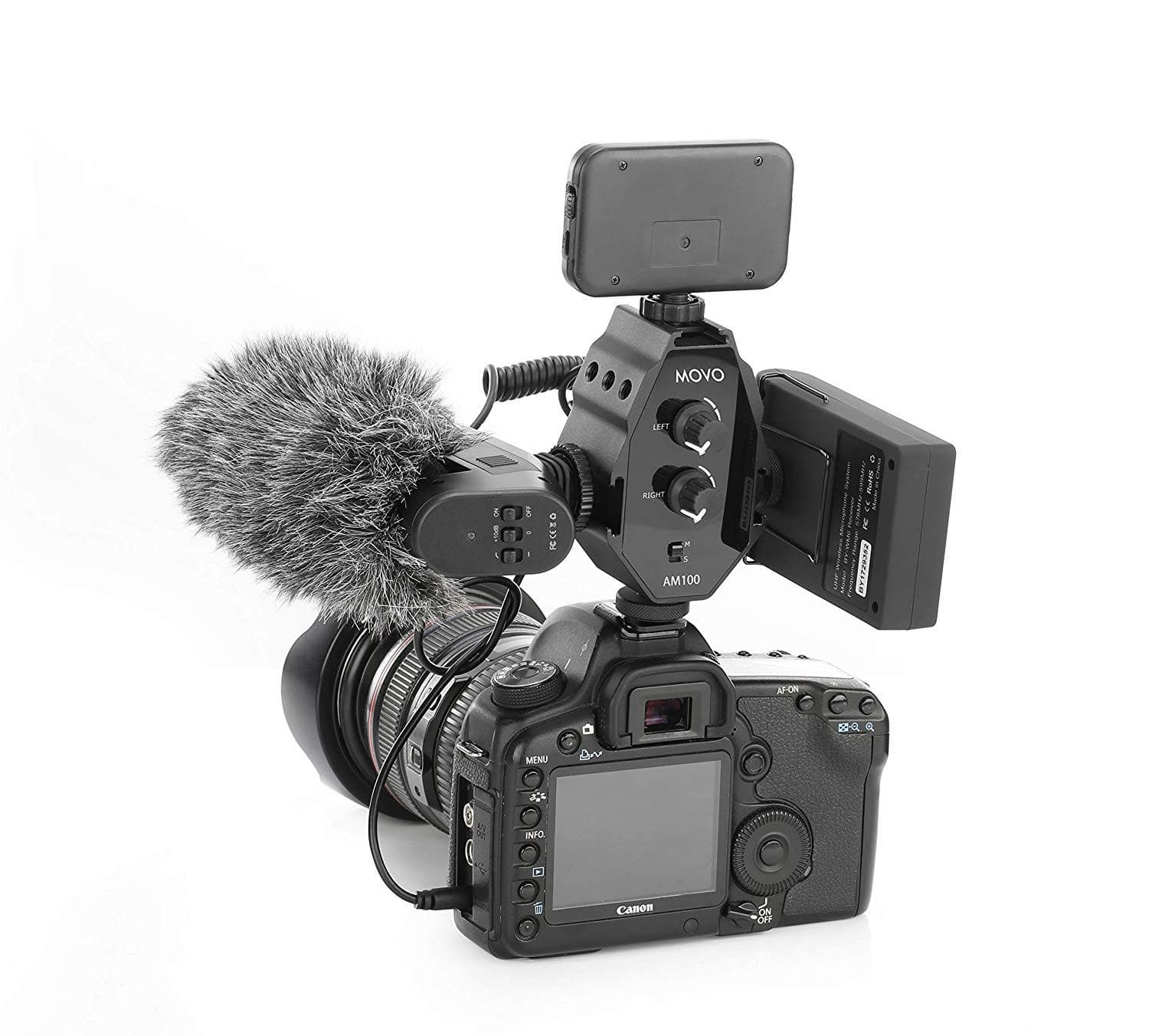 2-Channel TRS 3.5mm Microphone Audio Mixer with 3 Cold Shoe Mounts - Movo