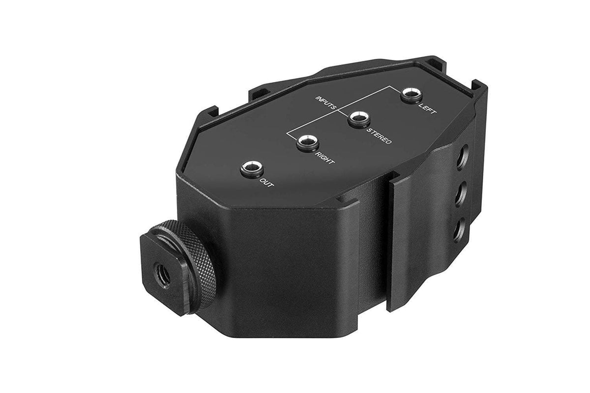 2-Channel TRS 3.5mm Microphone Audio Mixer with 3 Cold Shoe Mounts - Movo