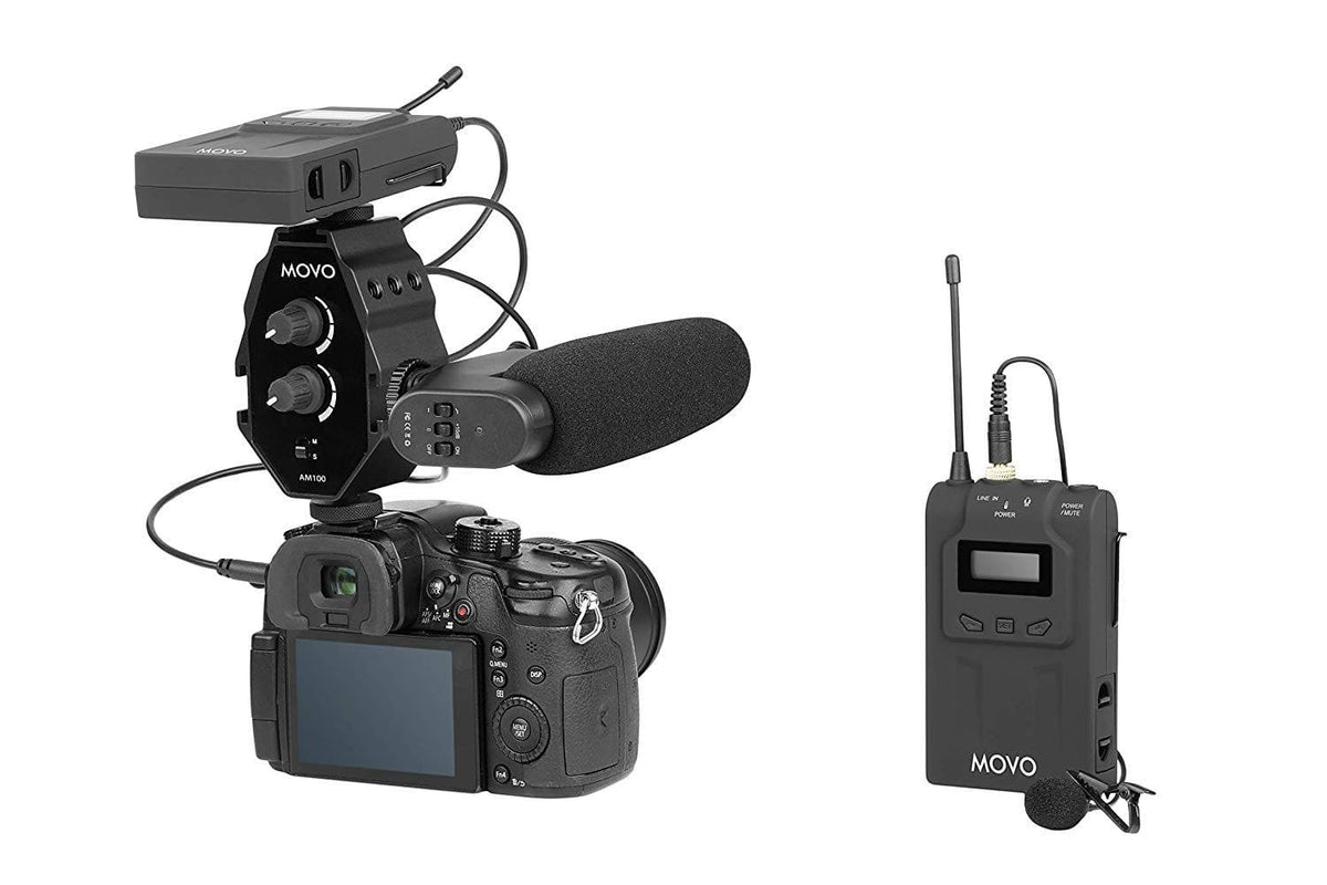 2-Channel TRS 3.5mm Microphone Audio Mixer with 3 Cold Shoe Mounts - Movo