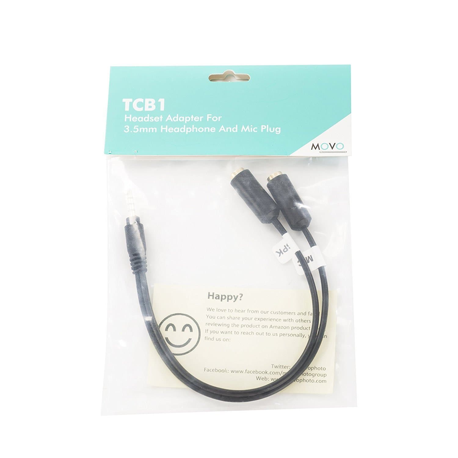 3.5mm TRS (F) Mic - TRRS (M) Smartphone Adapter | TCB1 | Movo - Movo
