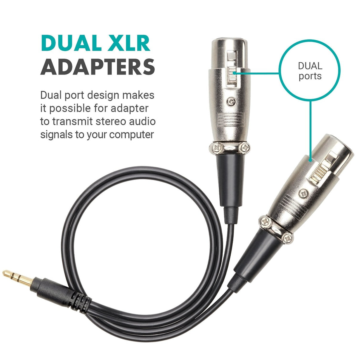 3.5mm TRS Male to Dual XLR Female Audio Output Cable | TCB7 | Movo - Movo