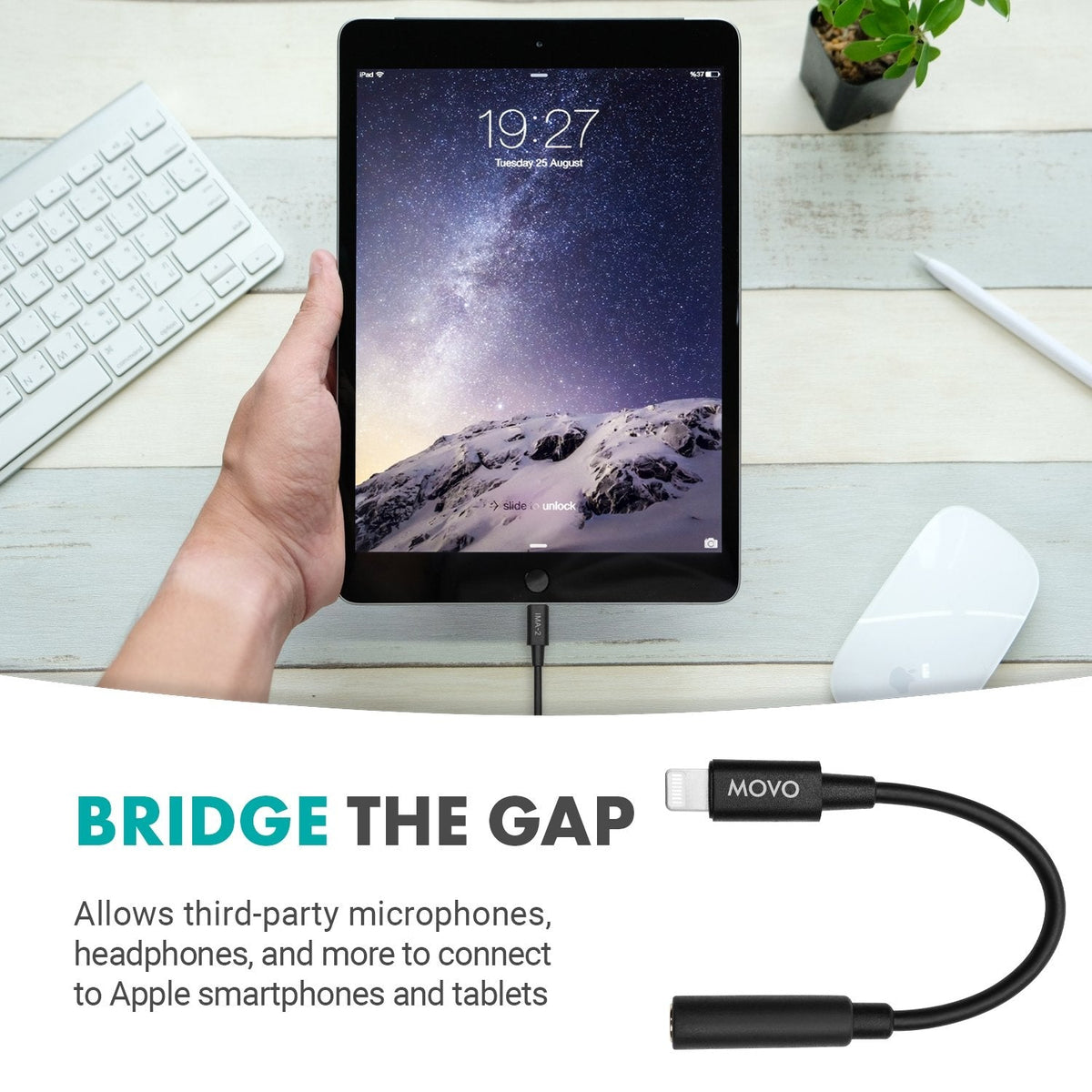 3.5mm TRS Microphone Dongle Cable to Lightning | IMA-2 | Movo - Movo