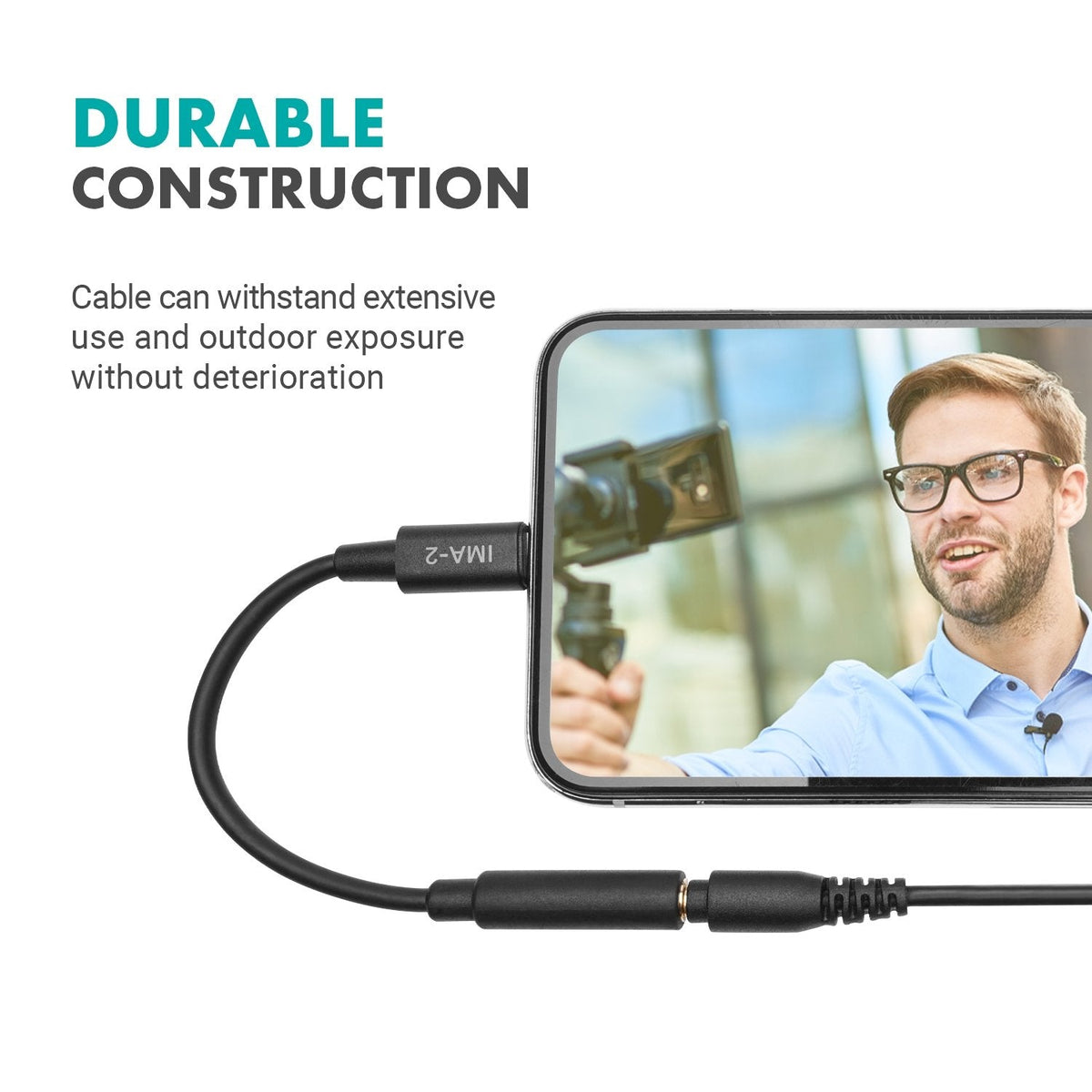 3.5mm TRS Microphone Dongle Cable to Lightning | IMA-2 | Movo - Movo