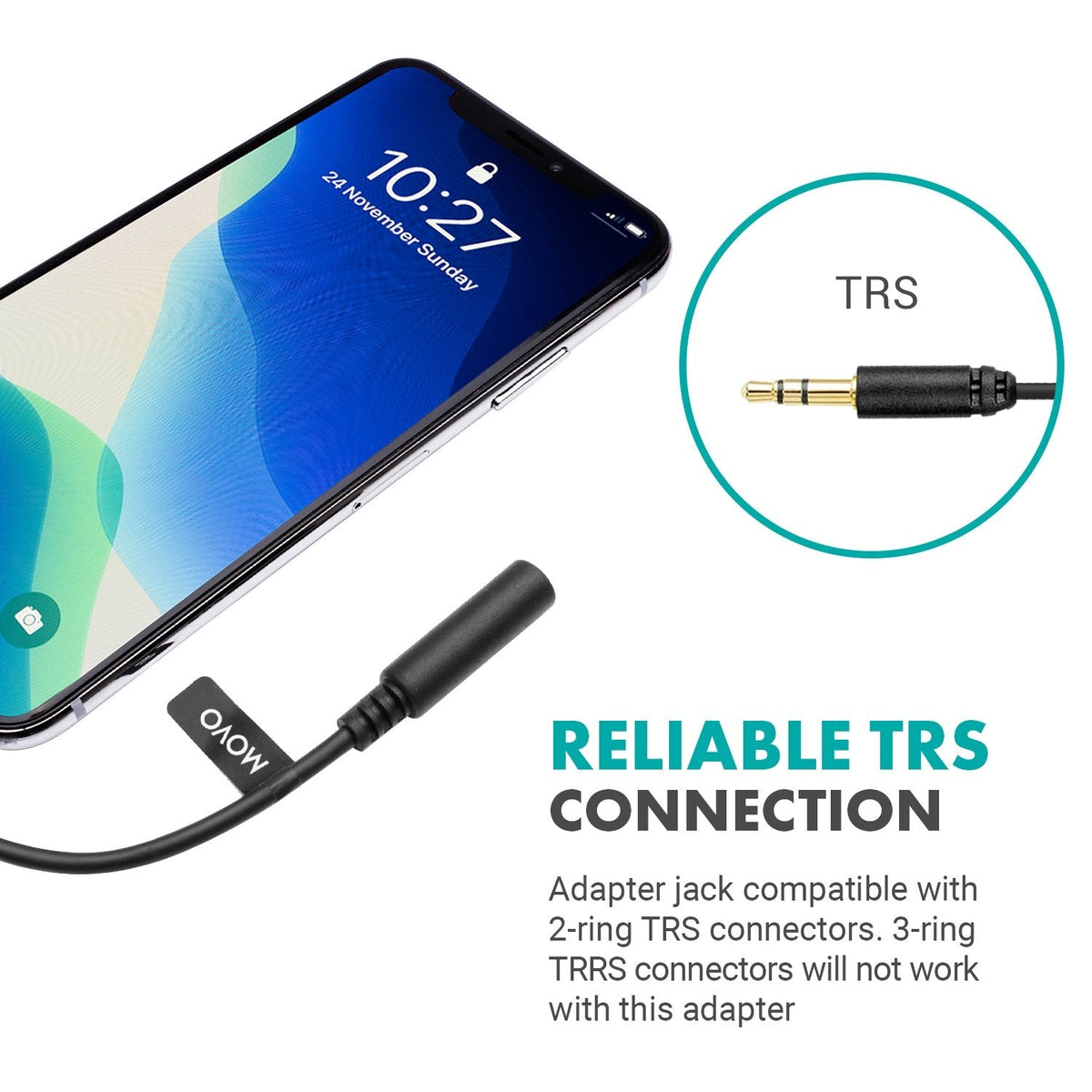3.5mm TRS Microphone Dongle Cable to Lightning | IMA-2 | Movo - Movo