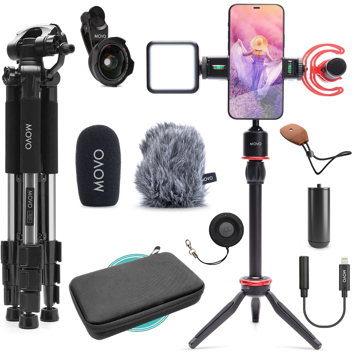 iVlog1+MV-T5 | iPhone Vlogging Kit With Full Size Tripod | Movo