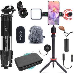 Movo iVlog1+MV-T5  Smartphone Vloggers Kit + Full Size Tripod