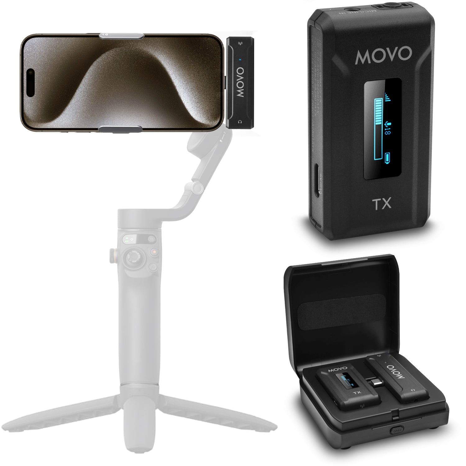 WMX-2-C-IP | Wireless Lavalier Microphone for iPhone 15 | Movo
