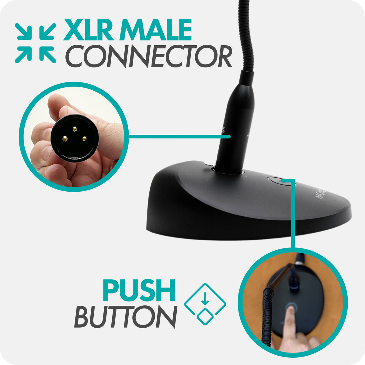 GM-9 | Micrófono profesional de cuello de cisne XLR | Micrófono de podio | Movo 