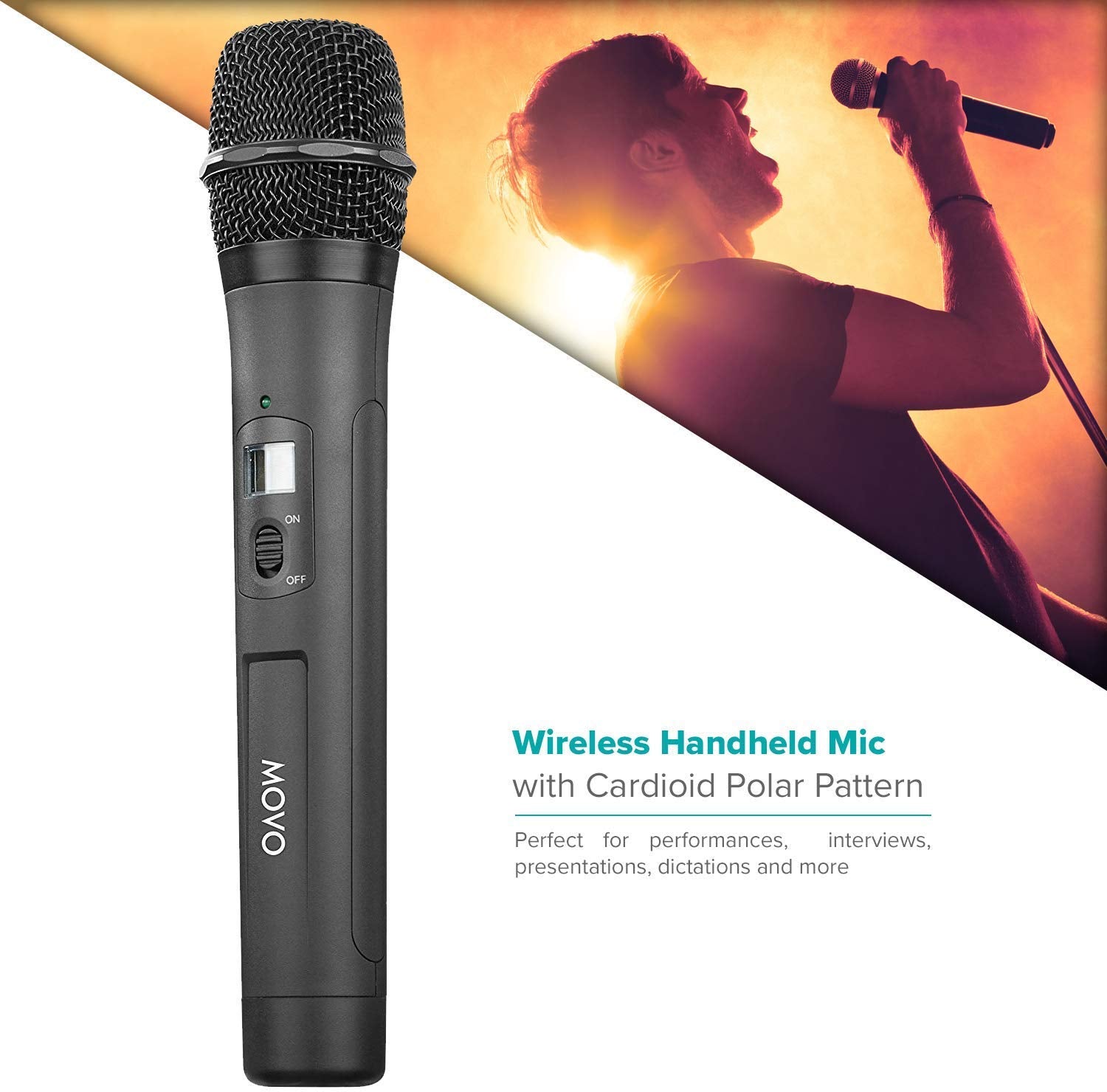 48-Channel Wireless Mic with Built-in Transmitter (Receiver Sold Separately) - Movo