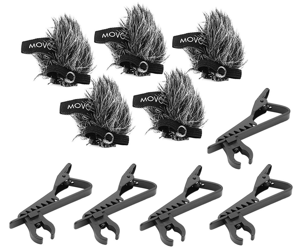 5x Lav Mic Windscreen Muffs + Lapel Clips | MCW6 | Movo - Movo