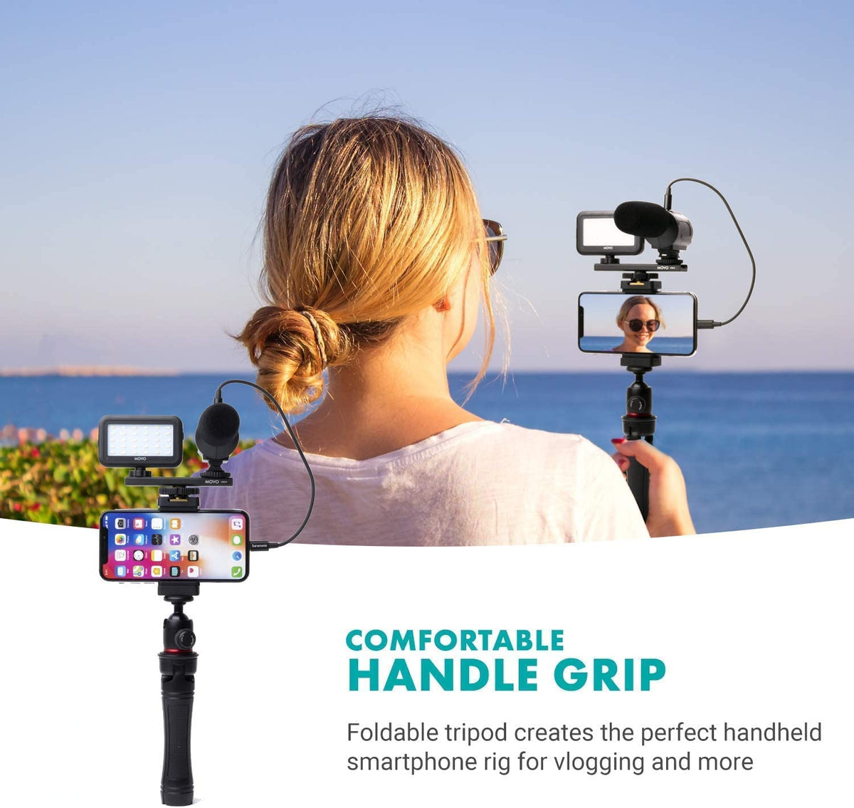 iVlogger+MV-T5 | Smartphone Vlogging Kit with Fullsize Tripod | Movo